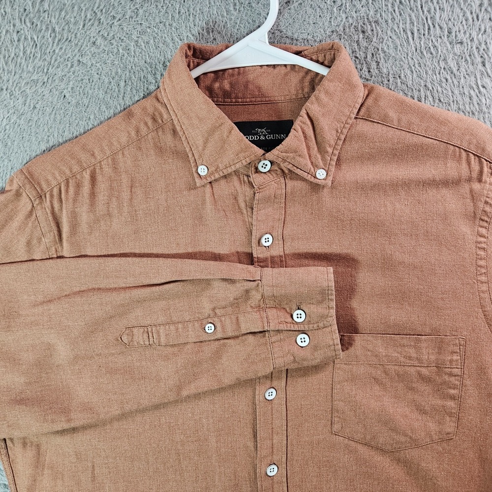 Rodd & Gunn Shirt Men Medium‎ Sports Fit Button Up Long Sleeve Red Brown Tone